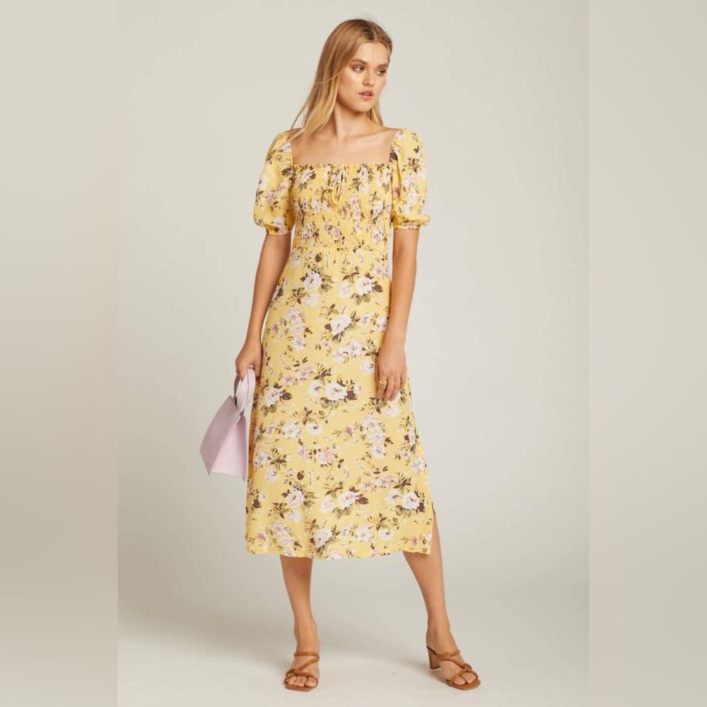 Faithfull the Brand - Pomeline Floral Print Jasmin Yellow Majorelle Midi Dress